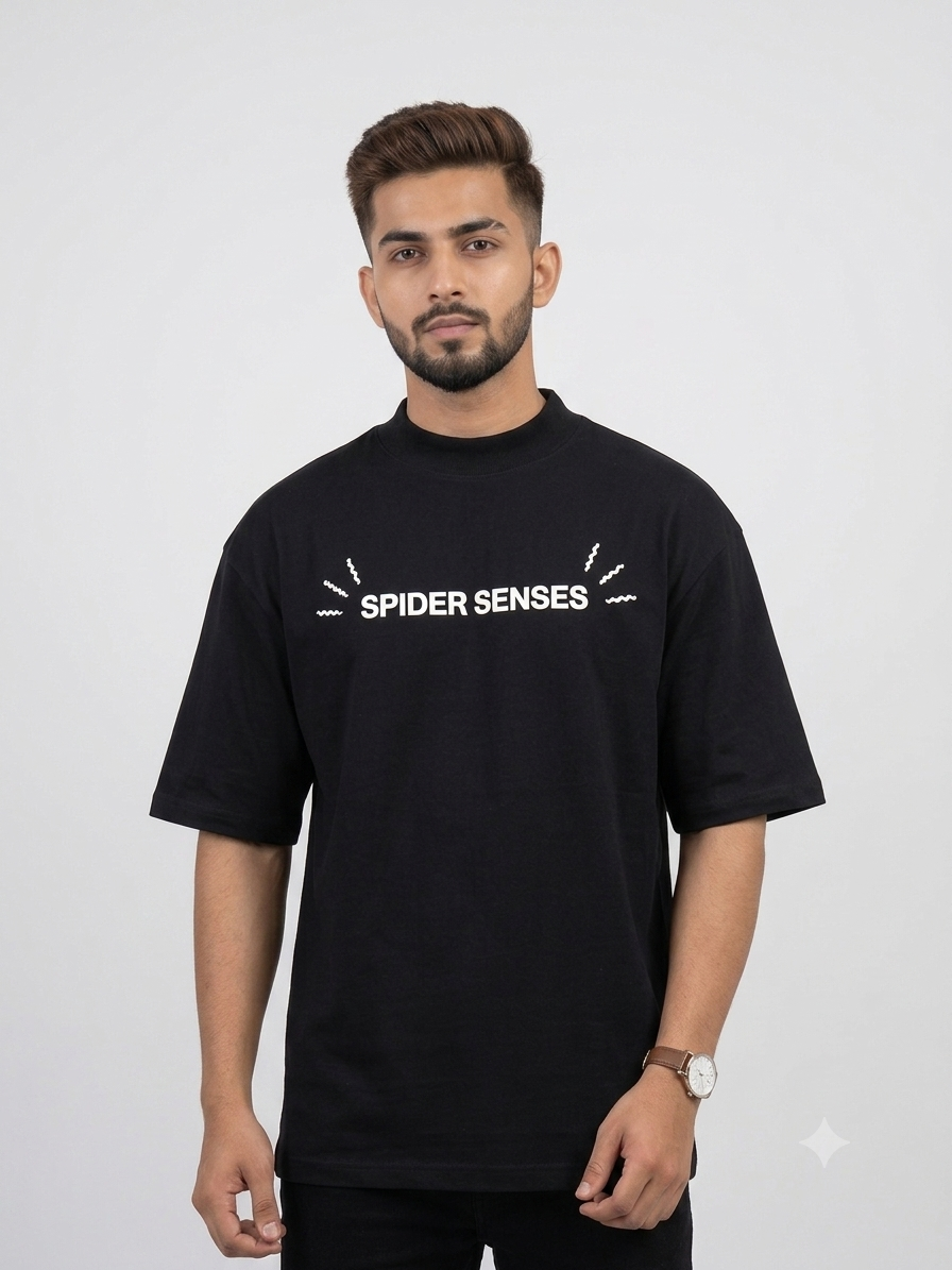 Webhead Spider Senses Oversized T-Shirt | Puff Print & Embroidered Streetwear Tee for Men