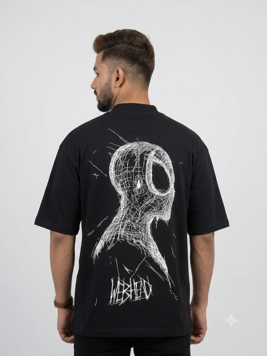 Webhead Spider Senses Oversized T-Shirt | Puff Print & Embroidered Streetwear Tee for Men