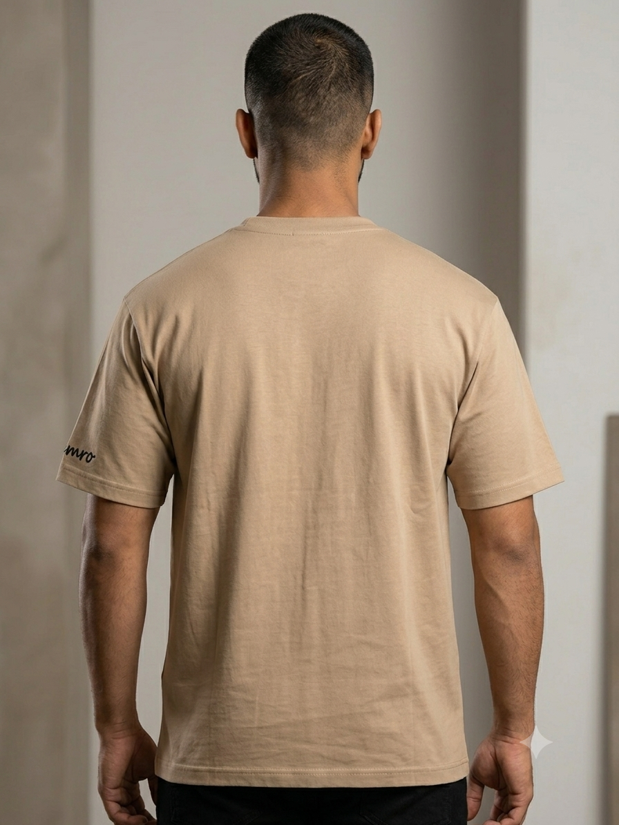 Anubis Embroidered Oversized T-Shirt | Ancient Egyptian God Streetwear Tee – Sand