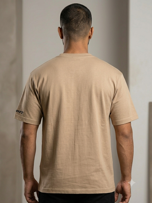 Anubis Embroidered Oversized T-Shirt | Ancient Egyptian God Streetwear Tee – Sand